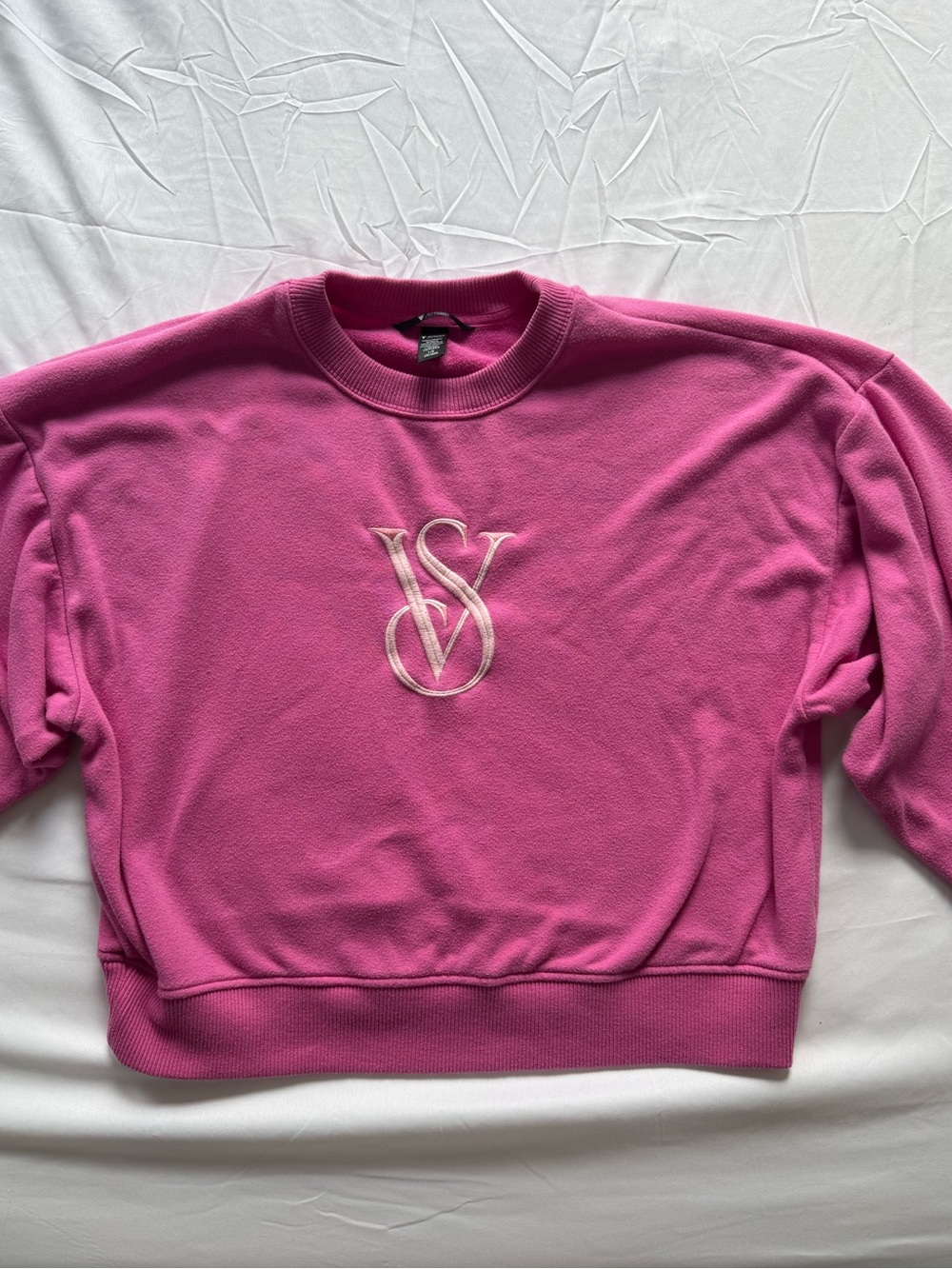 Victoria's Secret On Point Pink Embroidered VS Logo Crewneck Sweatshirt Large